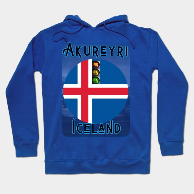 Akureyri Iceland City of Beautiful Traffic Lights Hoodie by SailorsDelight